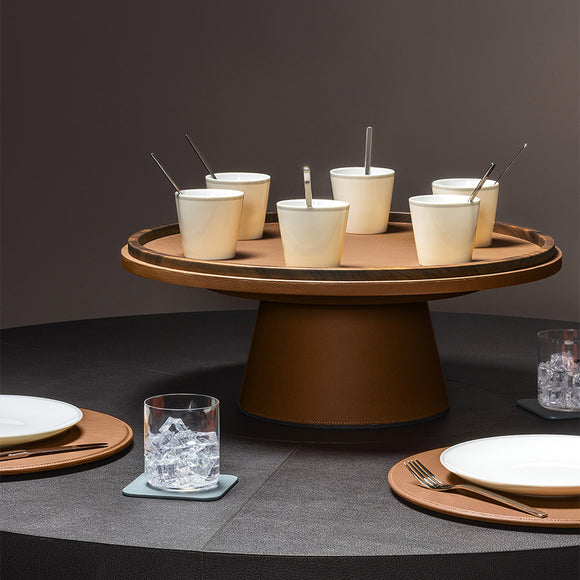Giobagnara x Poltrona Frau Tableware Rotating Raised Tray Decorative Trays Poltrona Frau