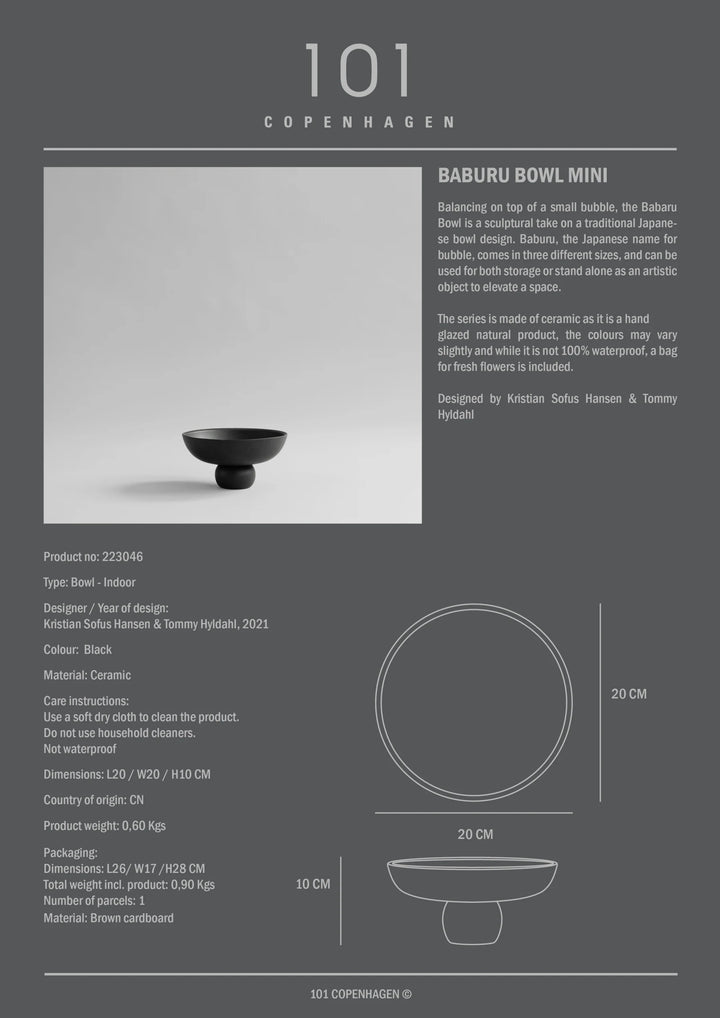 Baburu Bowl, Mini - Black Vases 101 Copenhagen   