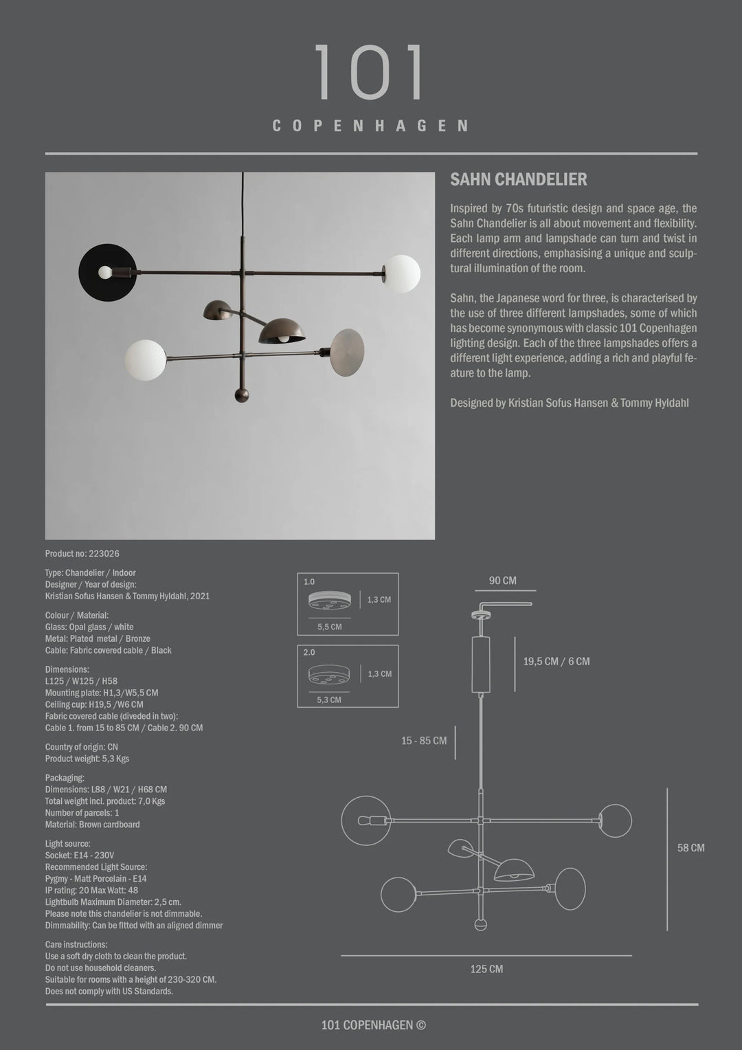 Sahn Chandelier - Bronze Chandeliers 101 Copenhagen   