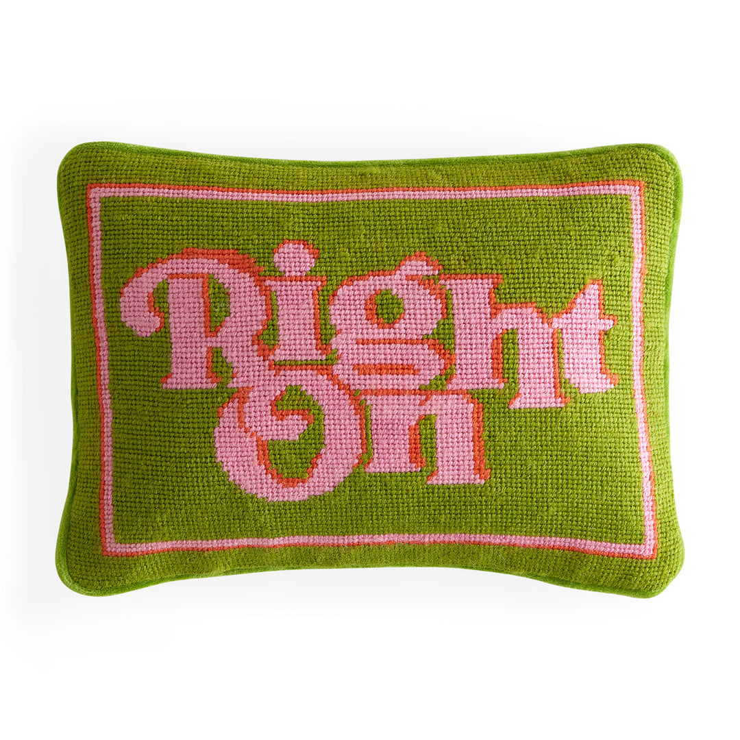 Right On Needlepoint Pillow Jonathan Adler