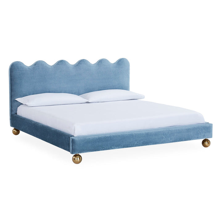 Ripple King Bed Jonathan Adler Brussels Powder Blue Brass Orb Base