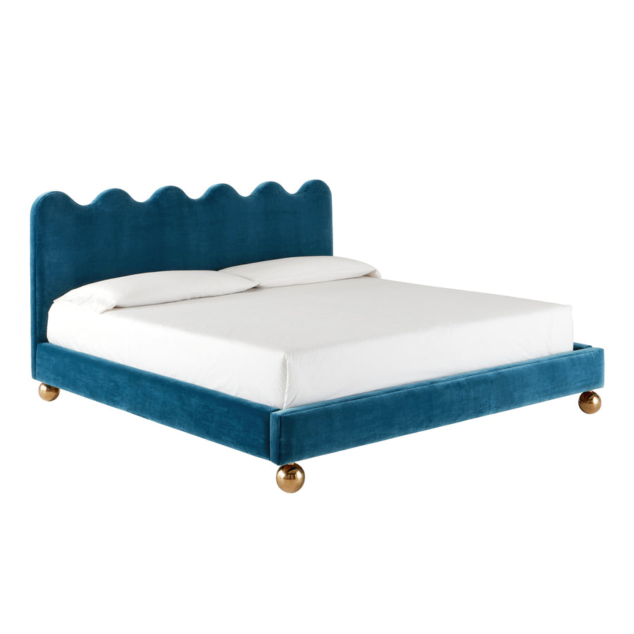 Ripple King Bed Jonathan Adler Venice Peacock Brass Orb Base