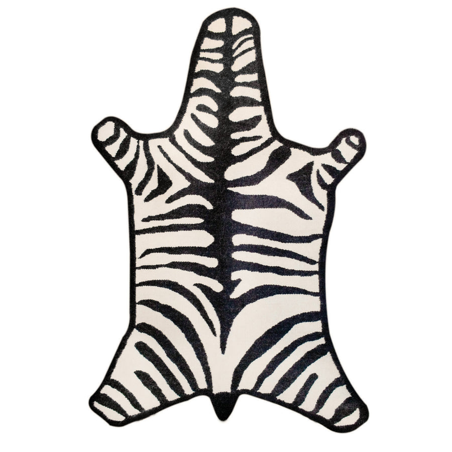 Zebra Flatweave Rug Jonathan Adler Black 4' x 6'