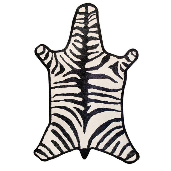 Zebra Flatweave Rug Jonathan Adler Black 4' x 6'