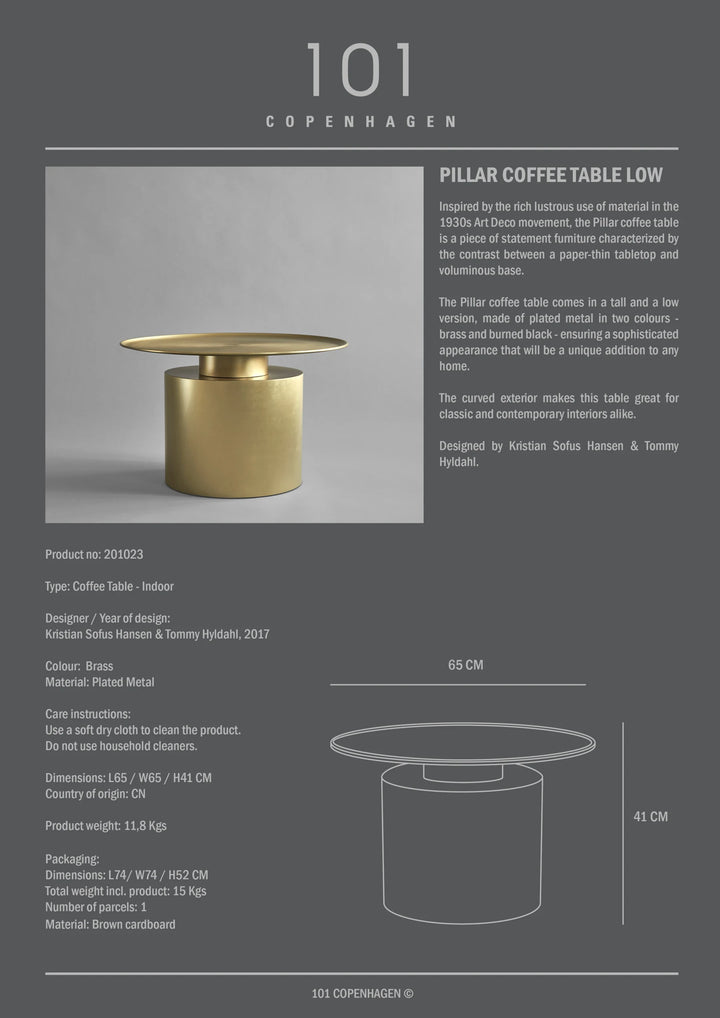 Pillar Table, Low - Brass Table 101 Copenhagen   
