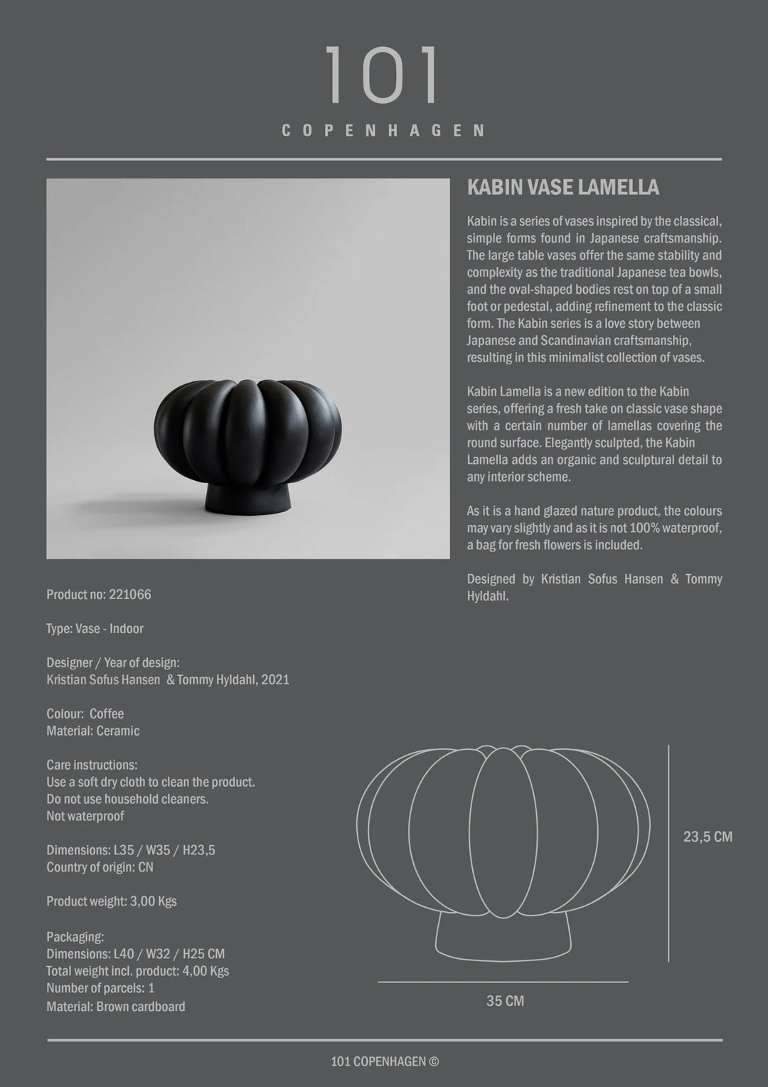 Kabin Vase, Lamella - Coffee Vases 101 Copenhagen   