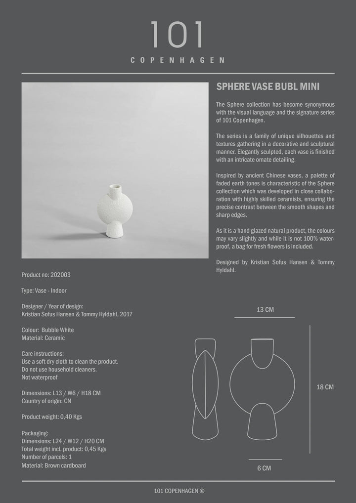 Sphere Vase Bubl, Mini - Bubble White Vases 101 Copenhagen   