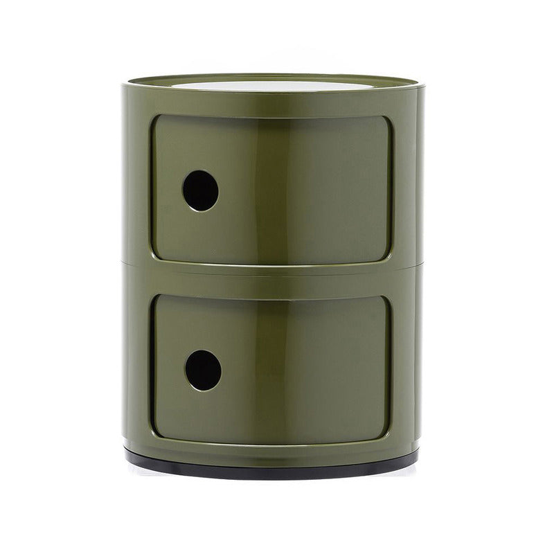Componibili Round Storage Accent Tables Kartell Green Glossy 2 Elements: 12.6 in Dia x 15.75 in H