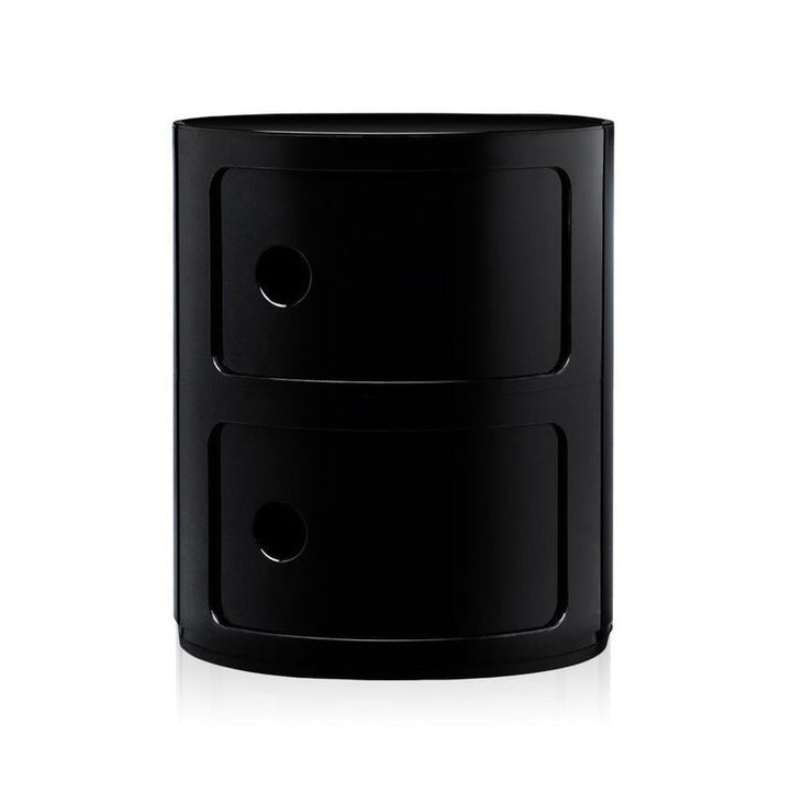 Componibili Round Storage Accent Tables Kartell Black Glossy 2 Elements: 12.6 in Dia x 15.75 in H