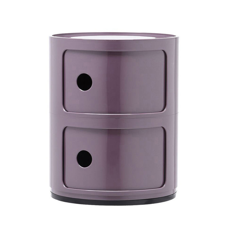 Componibili Round Storage Accent Tables Kartell Violet Glossy 2 Elements: 12.6 in Dia x 15.75 in H