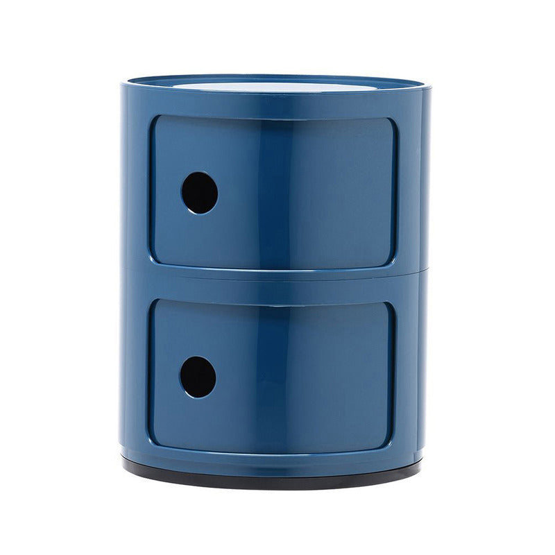 Componibili Round Storage Accent Tables Kartell Blue Glossy 2 Elements: 12.6 in Dia x 15.75 in H