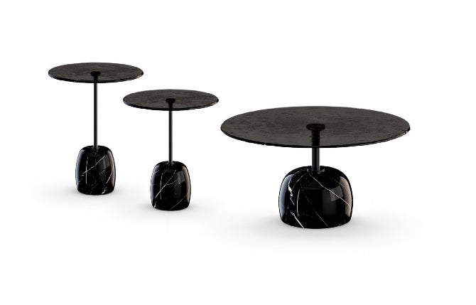 SIR COFFEE TABLE Coffee Tables Eforma Glossy marble Nero Marquina Ø 40 cm x h 45 cm Black V01