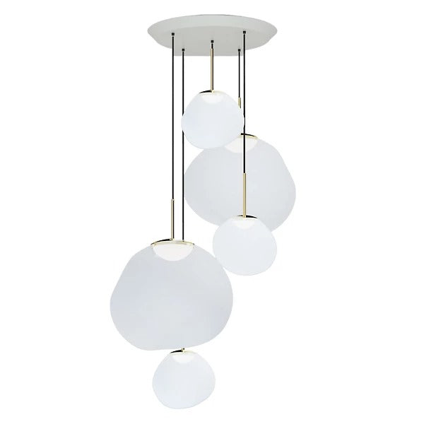 Melt LED Multi-Light Pendant Light Lighting Tom Dixon Opal / Gold Five Lights