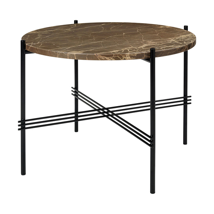 TS Round Coffee Table Tables Gubi Brown Emperador Marble Black Small: 21.7 diameter