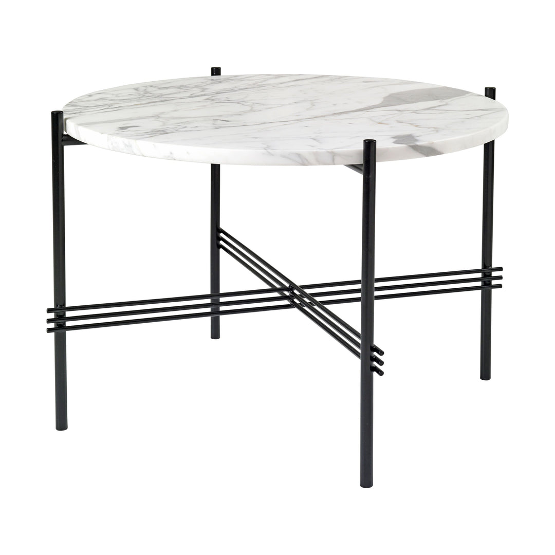 TS Round Coffee Table Tables Gubi White Carrara Marble Black Small: 21.7 diameter