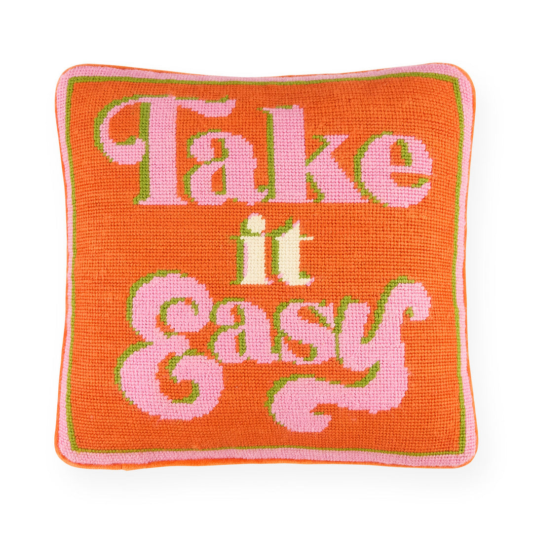 Take It Easy Needlepoint Pillow Jonathan Adler