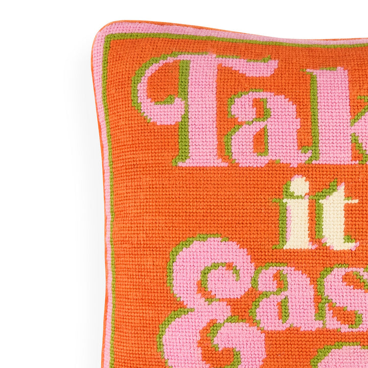 Take It Easy Needlepoint Pillow Jonathan Adler