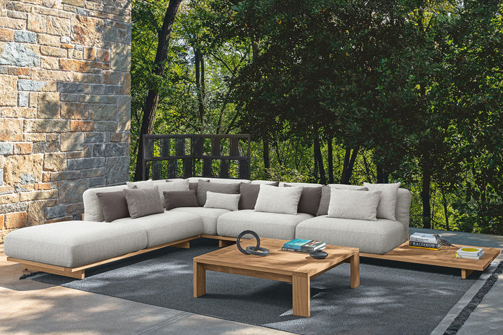 Argo Wood Corner Sectional Sofa with Peninsula Outdoor Sectionals Talenti