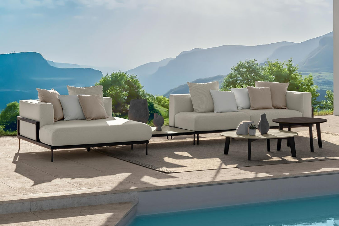 Cleo Wood Chaise Sectional with Table Outdoor Sectionals Talenti