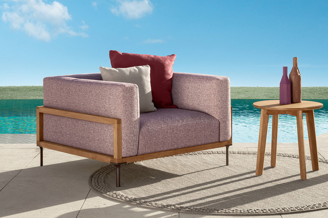 Cleo Wood Large Lounge Armchair Outdoor Chairs Talenti