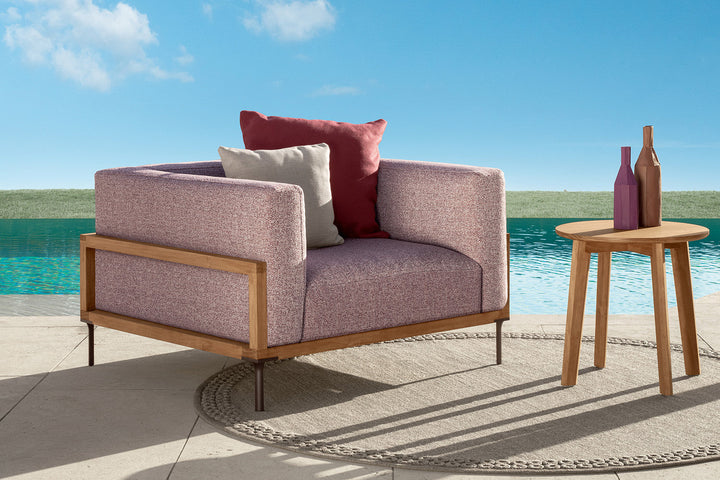 Cleo Wood Large Lounge Armchair Outdoor Chairs Talenti