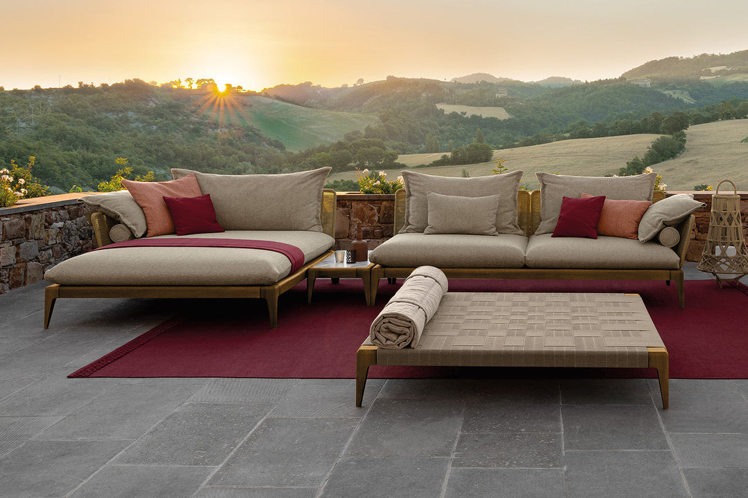 Cruise Teak Chaise Sectional Sofa with Table Outdoor Sectionals Talenti
