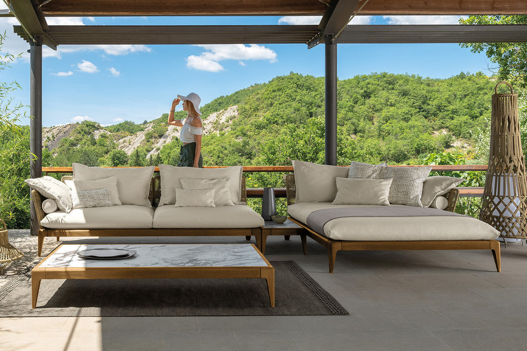 Cruise Teak Chaise Sectional Sofa with Table Outdoor Sectionals Talenti