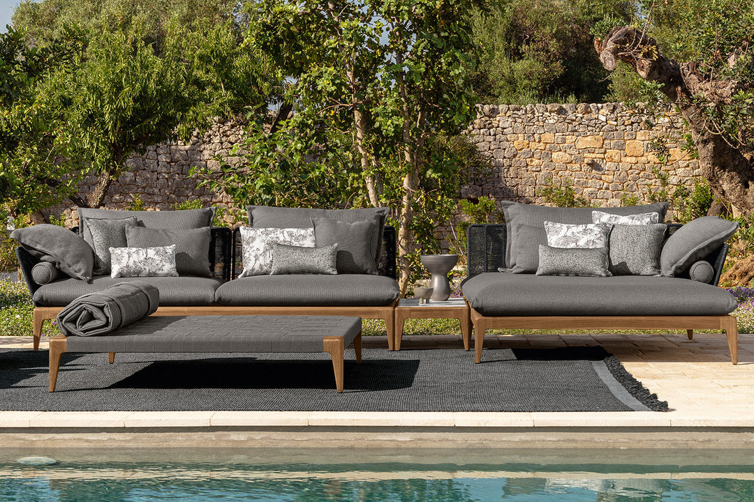 Cruise Teak Chaise Sectional Sofa with Table Outdoor Sectionals Talenti