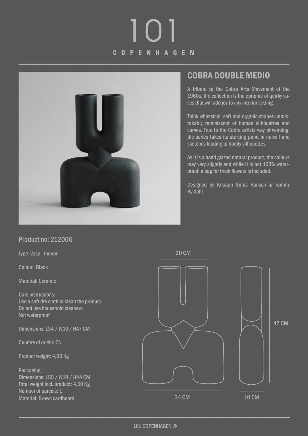 Cobra Double, Medio - Black Vases 101 Copenhagen   