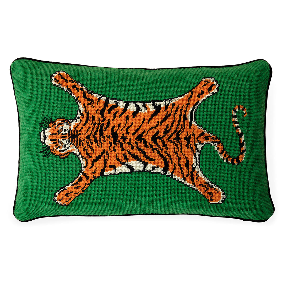 Tiger Needlepoint Pillow Jonathan Adler