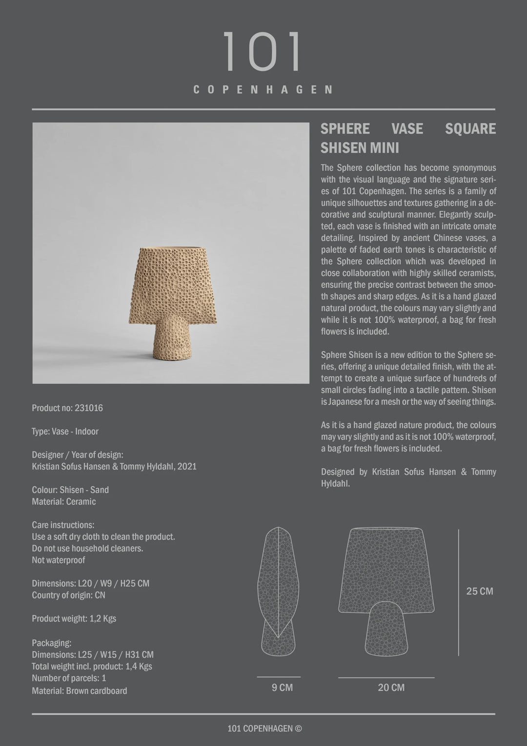 Sphere Vase Square Shisen, Mini - Sand Vases 101 Copenhagen   