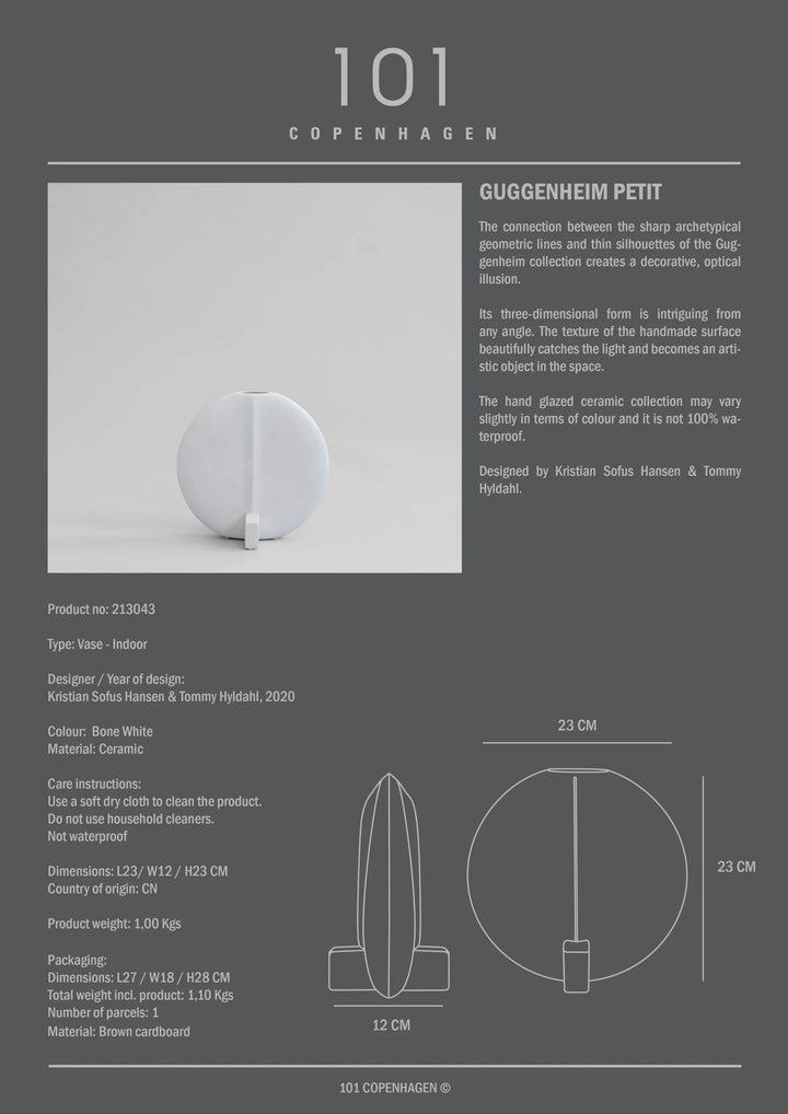 Guggenheim Vase, Petit - Bone White Vases 101 Copenhagen   