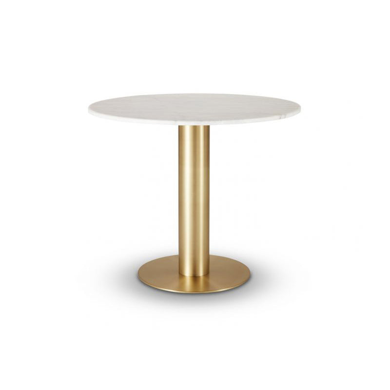 Tube Round Dining Table Tables Tom Dixon Brass White Marble Small: 23.6 in diameter