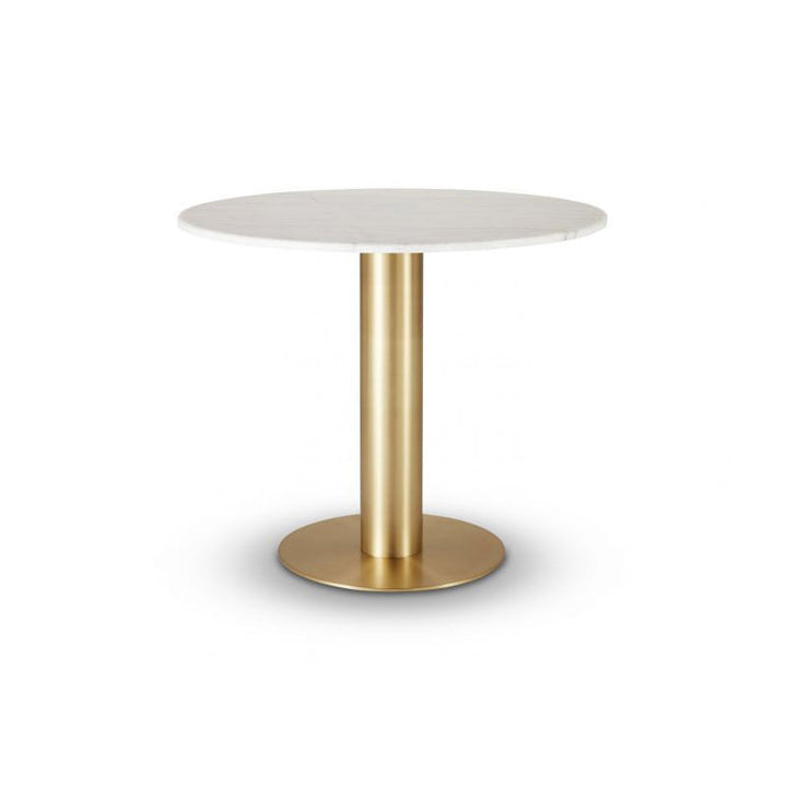 Tube Round Dining Table Tables Tom Dixon Brass White Marble Small: 23.6 in diameter