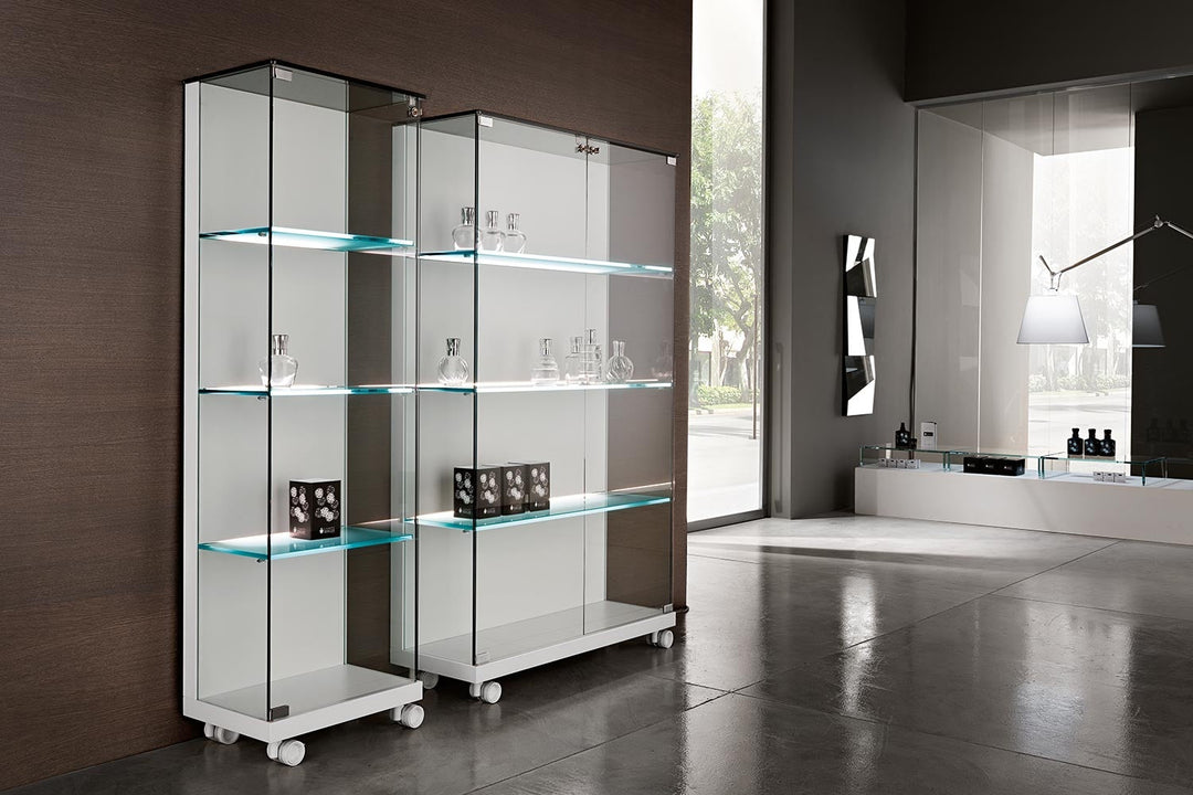 Medora Mobile Glass Curio Display Cabinets Tonelli