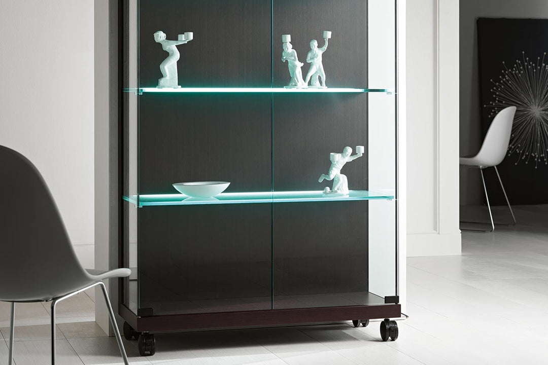 Medora Mobile Glass Curio Display Cabinets Tonelli