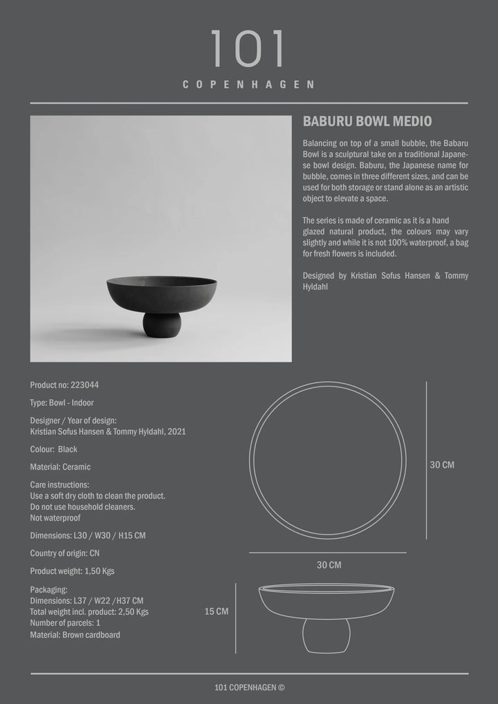 Baburu Bowl, Medio - Black Vases 101 Copenhagen   