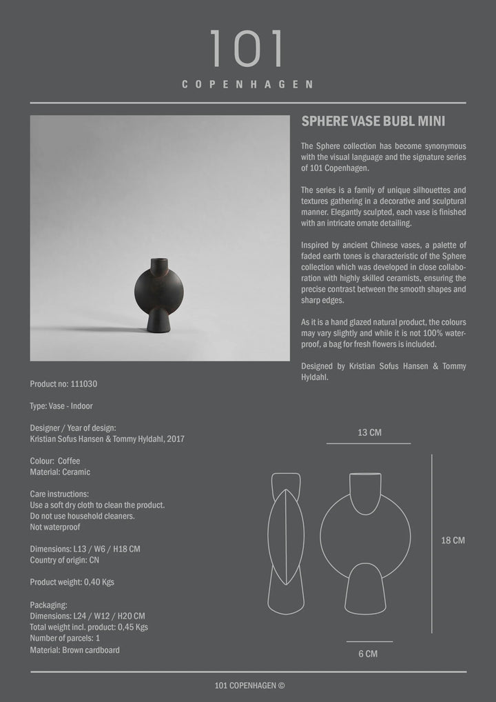 Sphere Vase Bubl, Mini - Coffee Vases 101 Copenhagen   