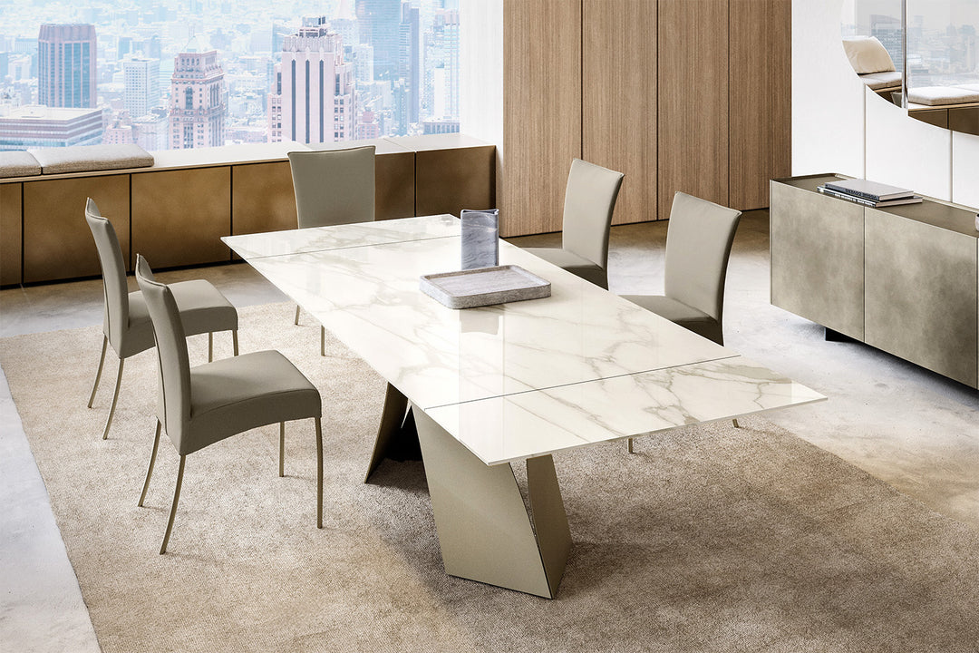 TWIST GLASS TOP EXTENDABLE DINING TABLE Dining Table Eforma