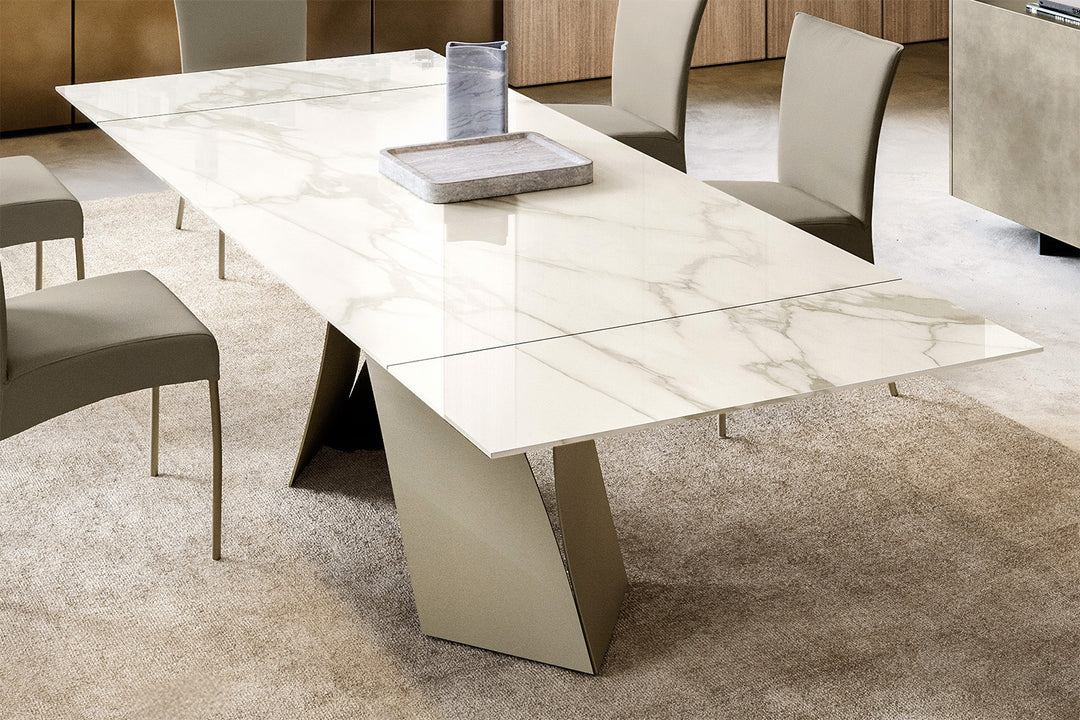 TWIST GLASS TOP EXTENDABLE DINING TABLE Dining Table Eforma