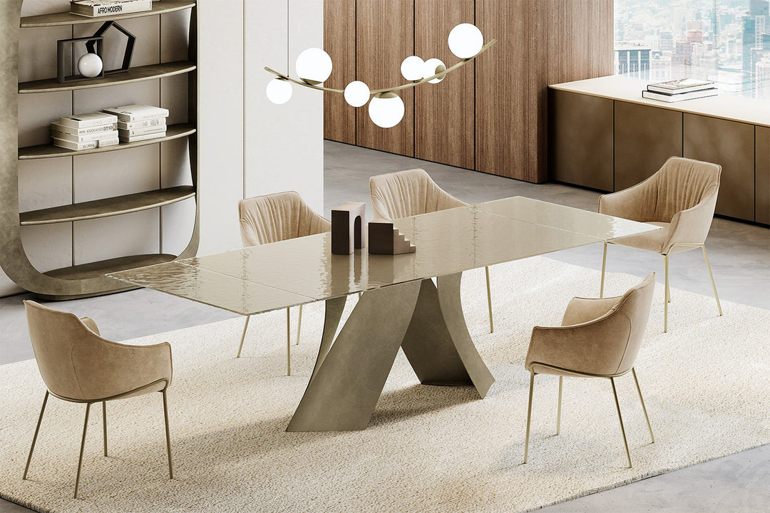 TWIST GLASS TOP EXTENDABLE DINING TABLE Dining Table Eforma