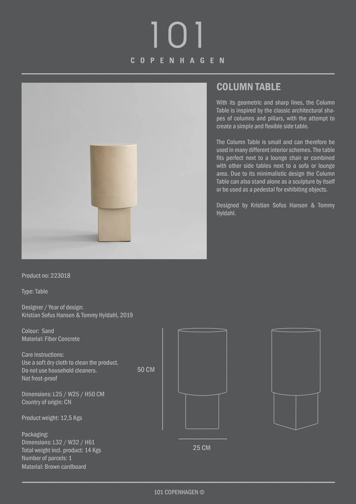 Column Table - Sand Coffee Table 101 Copenhagen   