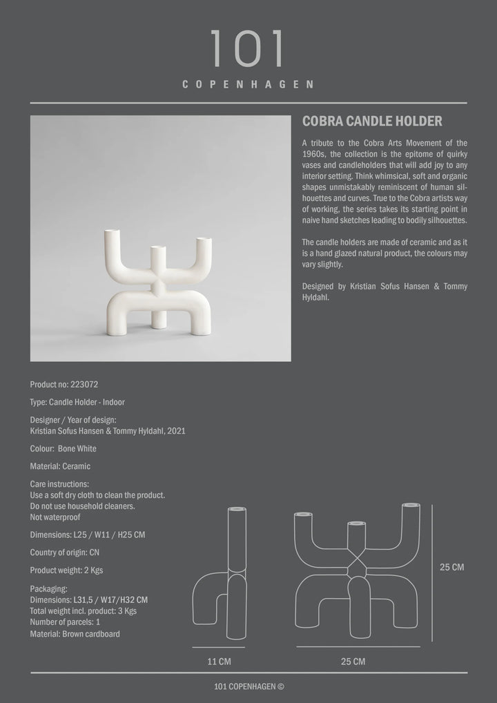 Cobra Candle Holder - Bone White Vases 101 Copenhagen   