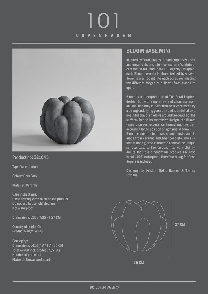 Bloom Vase, Mini - Dark Grey Vases 101 Copenhagen   