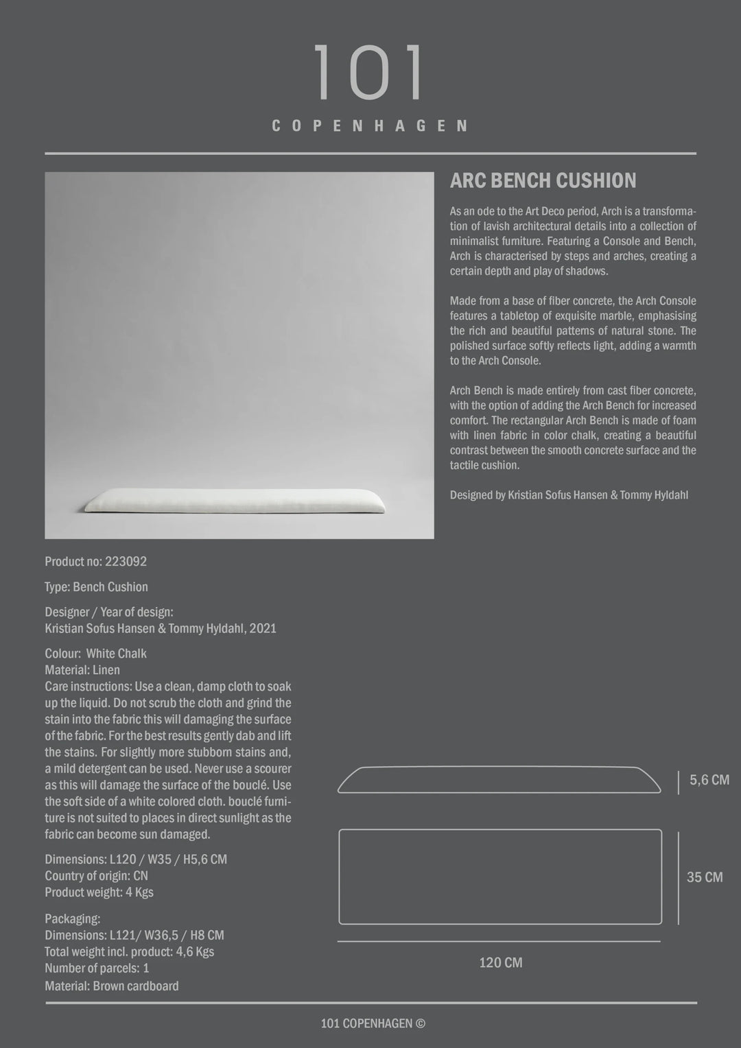 Arc Bench Cushion, Linen Cushions 101 Copenhagen   