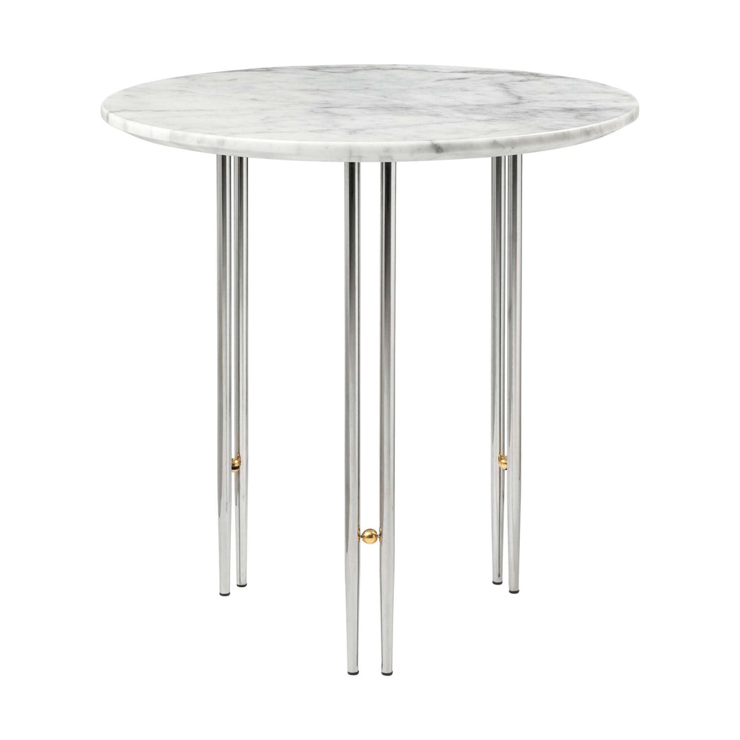 IOI Round Coffee Table Tables Gubi White Carrara Marble Chrome Small: 19.7 diameter