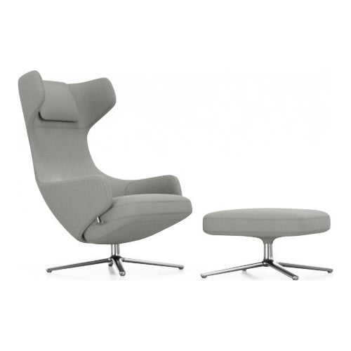 Grand Repos Lounge Chair and Ottoman Vitra Cosy 2 Pebble Gray Polished Aluminum