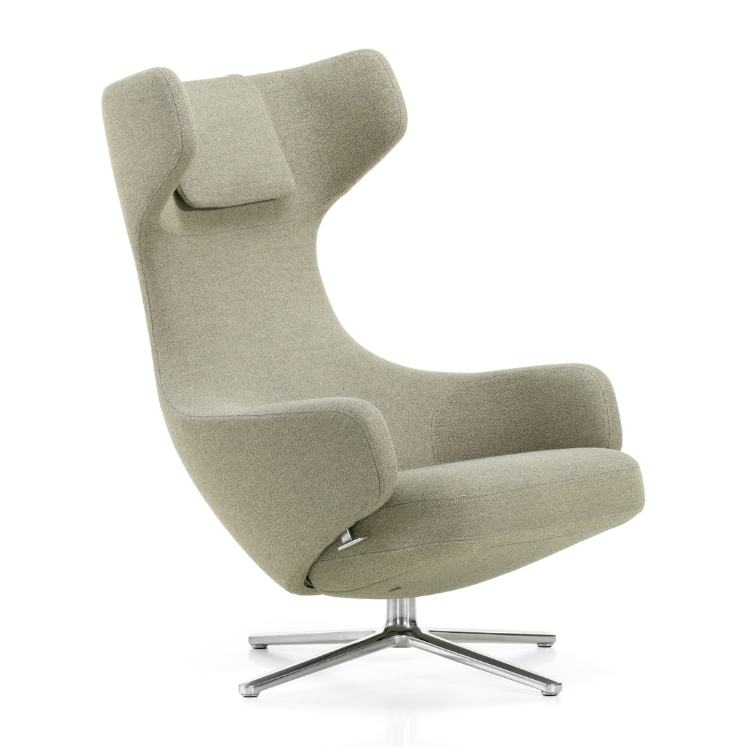 Grand Repos Lounge Chair Vitra Dumet Beige / Gray Polished Aluminum Chair Only