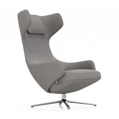 Grand Repos Lounge Chair Vitra Dumet Sierra Gray Melange Polished Aluminum Chair Only