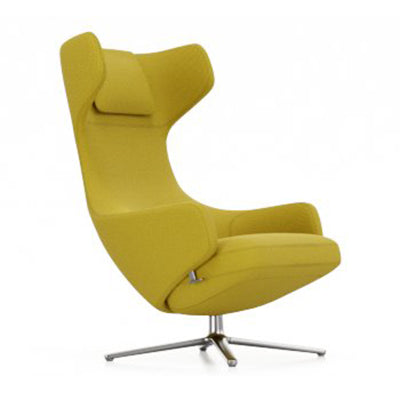 Grand Repos Lounge Chair Vitra Dumet Yellow Melange Polished Aluminum Chair Only